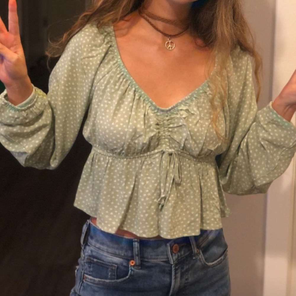 Green Pacsun Peplum Style Top